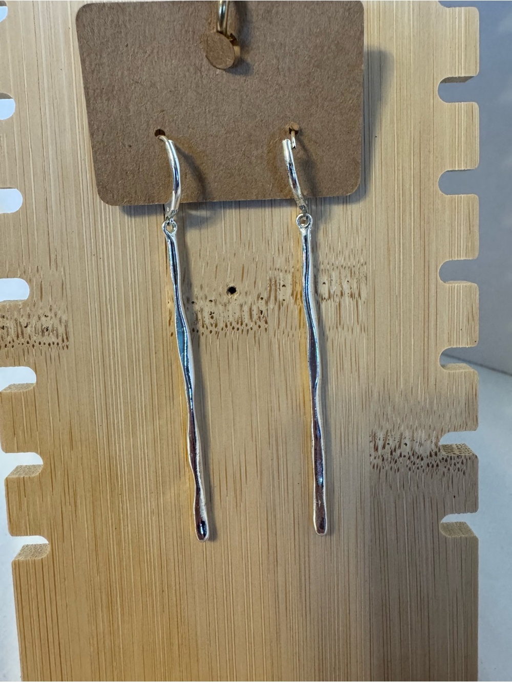 Sterling-Effect Long Twig Drop Earrings - Sleek Silver Women’s Jewelry